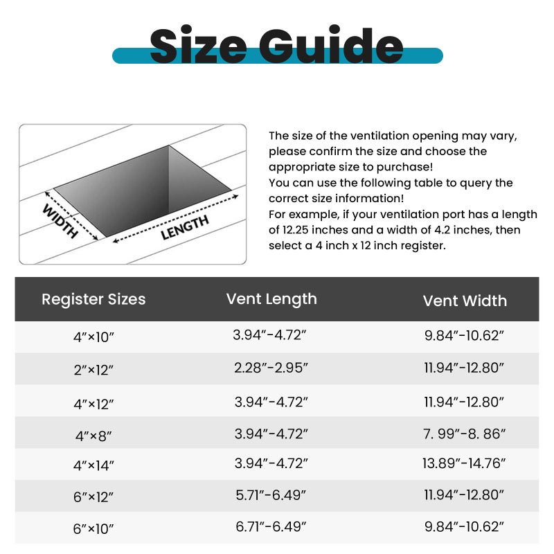 VOISEN Floor Register 6x10، 4 أغطية فتحات تهوية أرضية، شبكة إمداد هواء فولاذية قابلة للتعديل، غطاء فتحة تهوية للجدران الجانبية والأرضيات، أغطية فتحات تهوية لأرضية المنزل، بني - Image 2